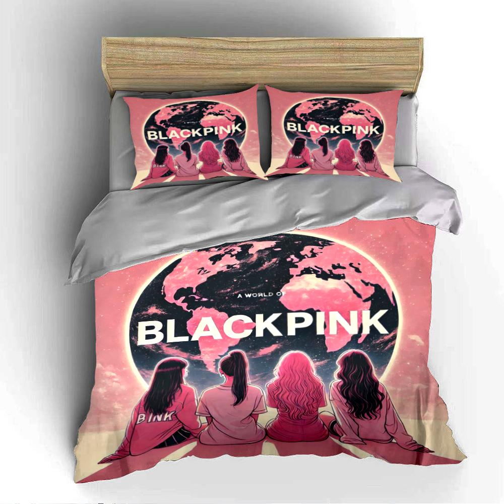 Blackpink Themed Pink Bedding Set Bedding set (1 duvet cover, 2 pillowcases, duvet not included)