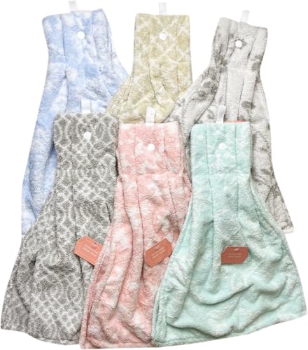 

Пушистые полотенца-халаты из микрофибры, набор из 6 штук, с петлями и пуговицами, полотенца в форме халата для кухни, ванной комнаты и туалета. Впитывающий, Быстросохнущий,