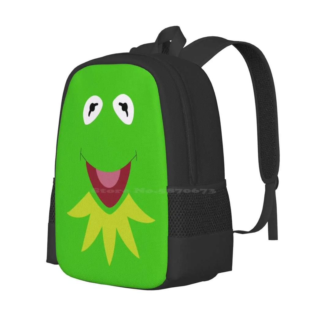 Pattern Design Laptop Travel School Bags The Frog The Show Puppet Cartoon Cute Geek Nerd Film Movie Jim Henson Amphibian Vector
