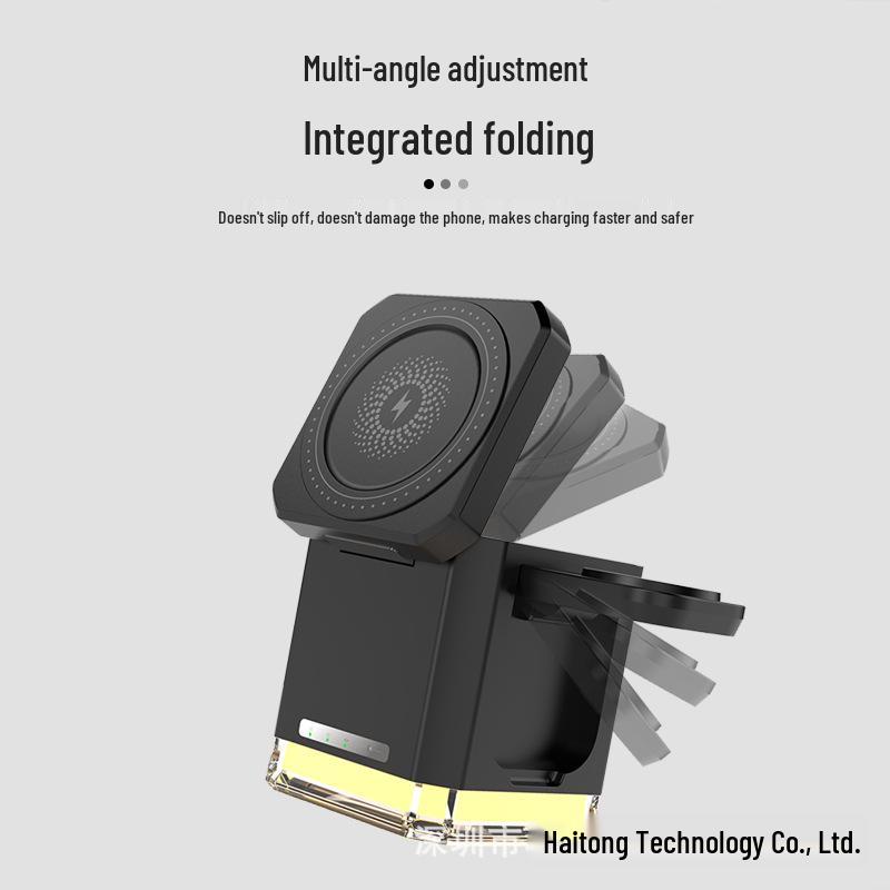 Multifunctional 3-in-1 Wireless Charging Magnetic Phone Stand with Touch Night Light
