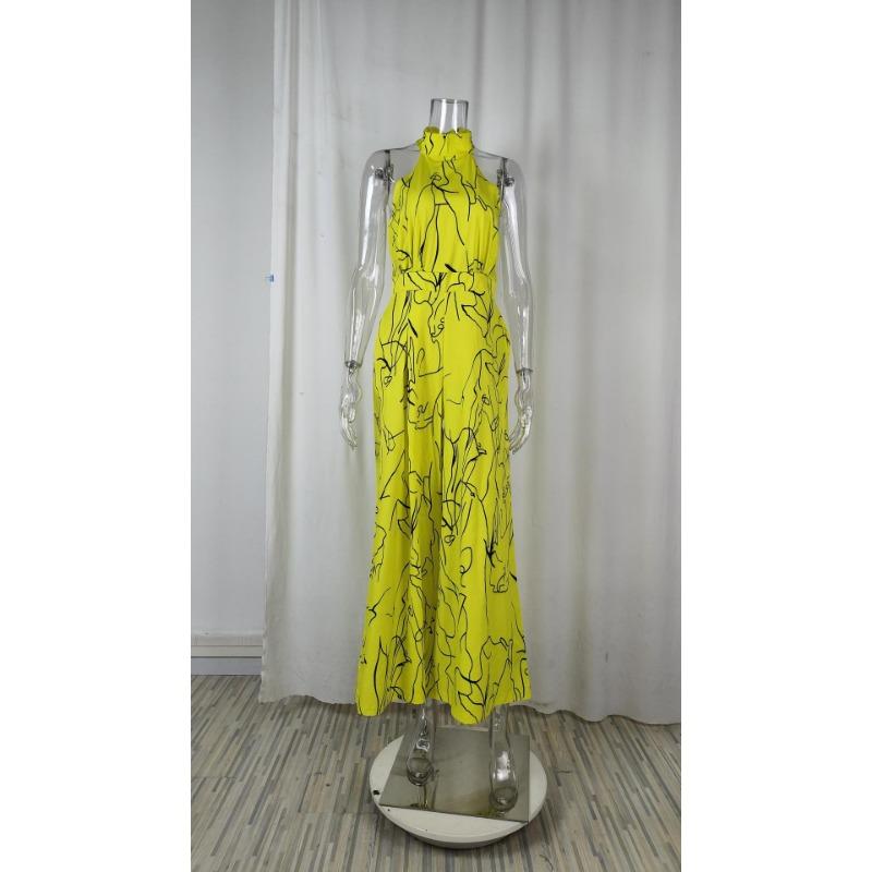 Women's Fashionable Round Neck Sexy Printed Jumpsuit