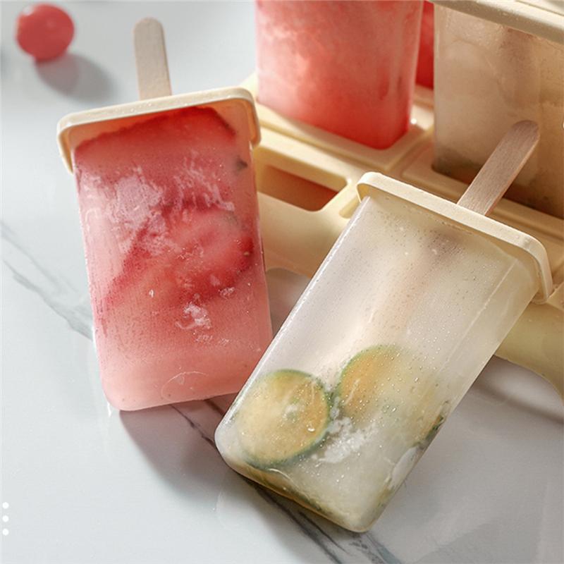 

Fresh Ice Cream Machine Homemade Ice Box With Ice Cream Popsicle Mold Plastic Stick Ice-Lolly Mold Tray Kitchen Gadgets