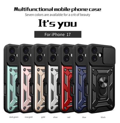 Coque antichoc blindée pour iPhone 17 16 15 14 13 12 Pro Max Plus 12 13 mini Support magnétique pour voiture Anneau support Housse de protection pour appareil photo