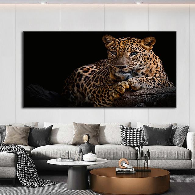 Animal alb-negru Tigru sălbatic, leu, vulpe, pictură în ulei, afiș, imagine de perete, decorarea casei