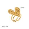 Stainless Steel Hammer Pattern Big Heart Opening Golden Ring for Women Fashion Accessories Texture Design Jewelry Birthday Gifts