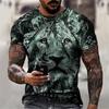 Men's Animal Lion T Shirt Graphic Tee Short Sleeve T Shirt 3D Print Crew Neck Shirt Designer Basic Slim Fit Casual Daily Weekend Purple