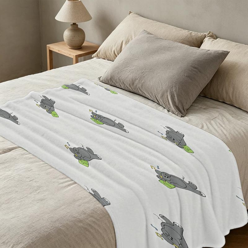 Cartoon Elephant Fleece Blanket - Hemmed Plush Throw: Warm, Breathable Comfort, Ideal for Home Naps, Sofa Use, Halloween & Christmas