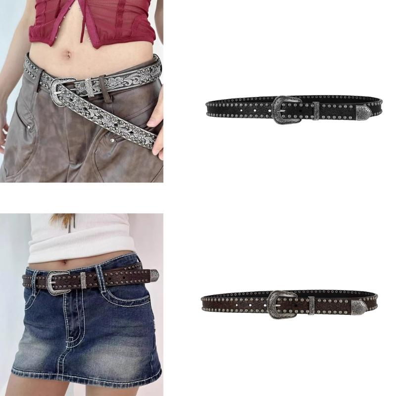 Girls Punk Waist Belt for Banquet Idol Costume Jewelry Waist Body Jewelry for Party/Club for Jeans Pants Studded Belt