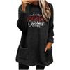 European & American Women's Christmas Letter Print Round Neck Loose Long Sleeve Plush Hoodie with Pockets
