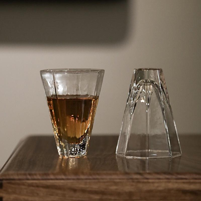 55ml Ice Surface Pattern Glass Small Tea Cup Transparent Heat-resistant Kung Fu Tea Set