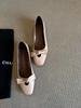 Sheepskin version~ retro apricot versatile flat-bottomed square-headed single shoes, women's one-pedal light-mouth bow ballet shoes
