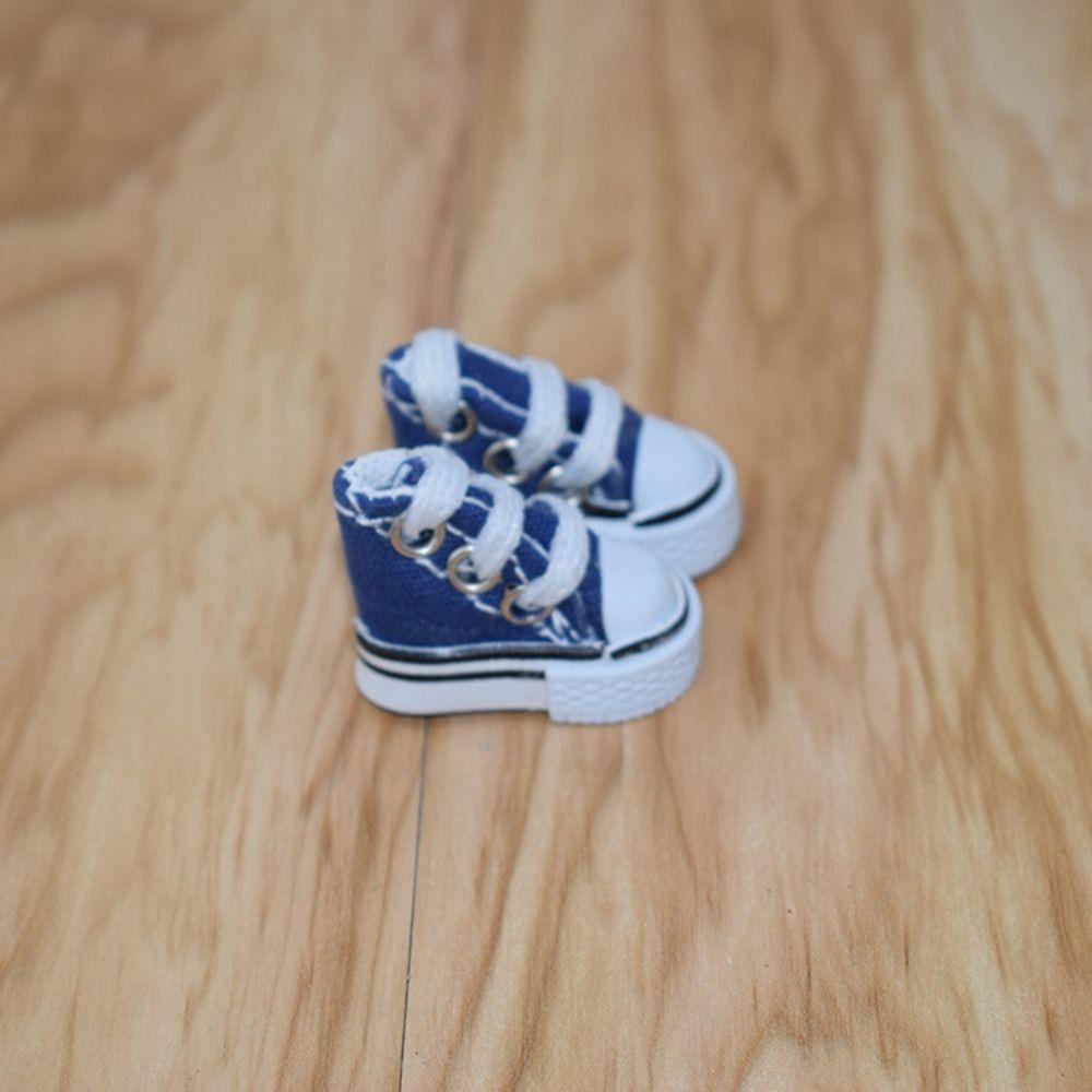 Fashion Cute 3.5CM Doll Shoes Mini Solid Colored 1/8 Bjd Canvas Shoes Doll Dress Up Accessories