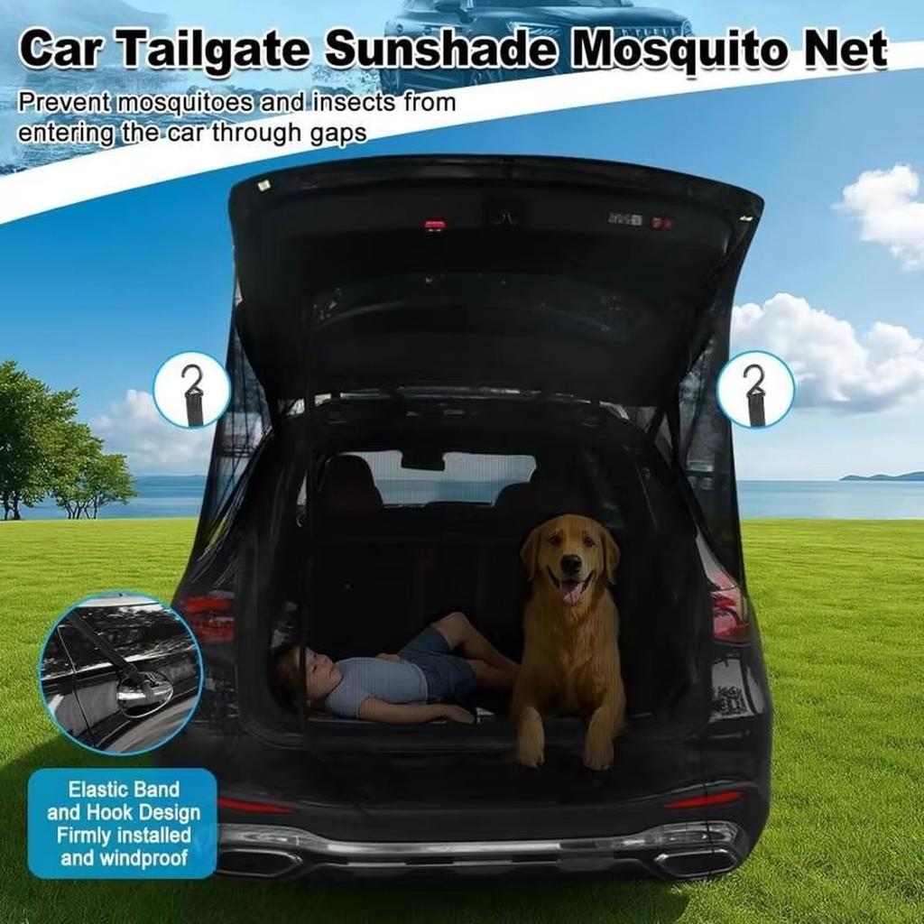 Outdoor Camping Car Window Curtain Auto Sunshade Curtain Breathable Mosquito-proof Net Bag Sun Protection Window Mesh Cover