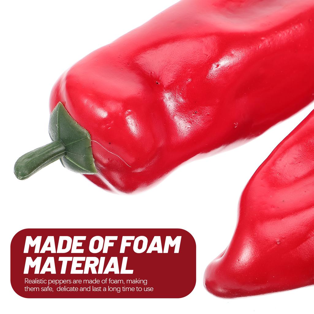 3Pcs Realistic Foam Fake Peppers for Home Decor Bakery Restaurant Photography Props Artificial Chili Ornament Showcase Display