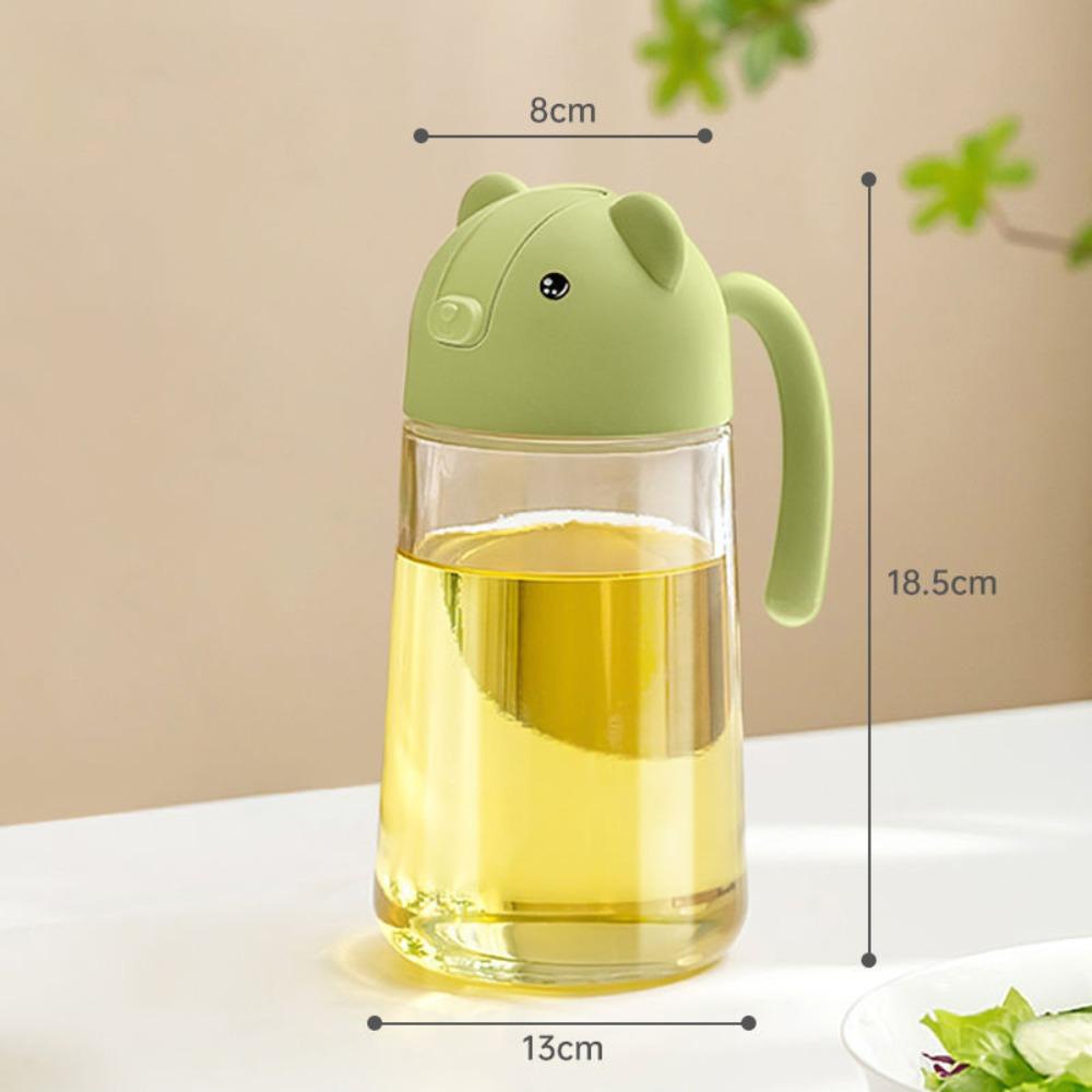 

630ml Glass Oil Bottle Automatic Opening and Closing Leak-proof Seasoning Flask with Handle Sealed Air Oil Jug Kitchen Supplies зелёный