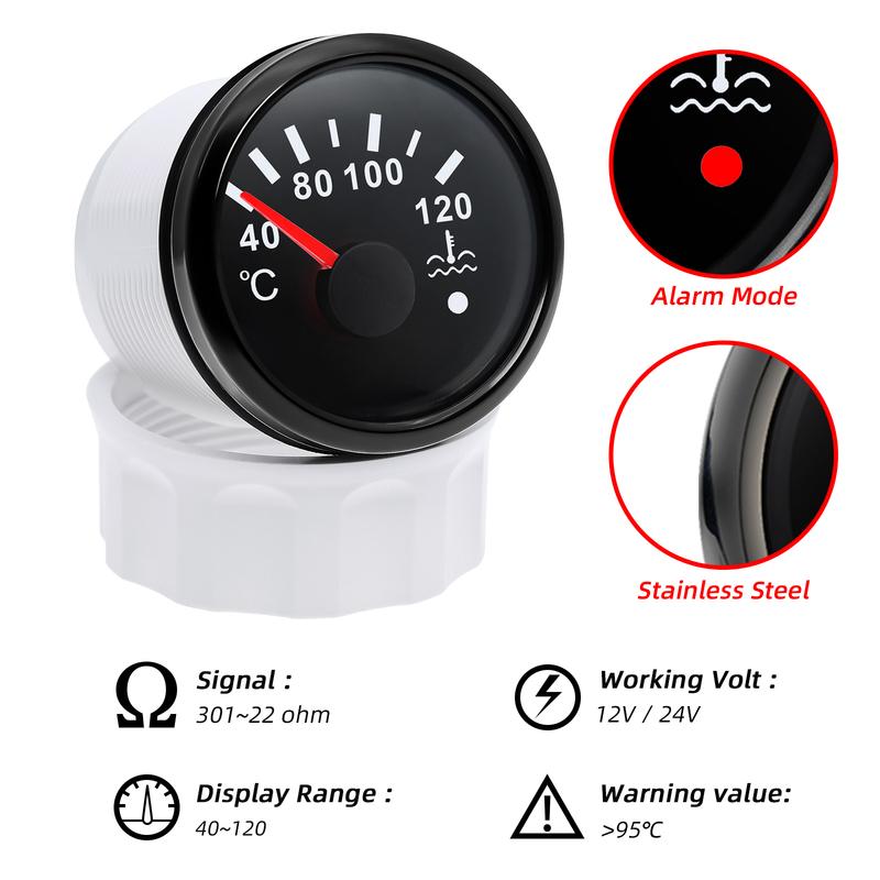 Indicador de Temperatura del Agua de 40-120 grados Luz de Fondo Roja Indicador Digital Calibre para Coche / Sensor de Temperatura del Agua para Coche