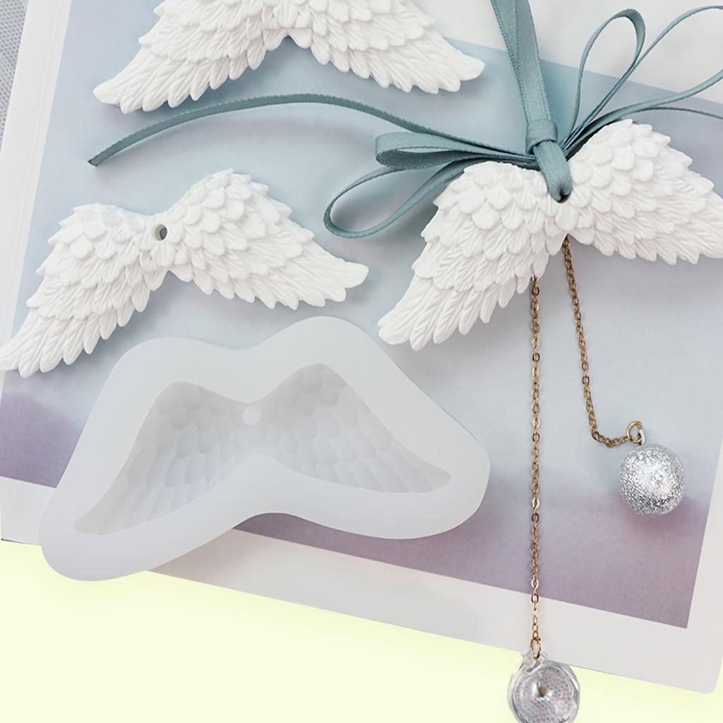 Angel Wing Mold - with Chains for Hanging, for DIY Crafts, Home Decor, Wedding, Birthday Party - Durable Silicone Casting Mold for Candle, Soap
