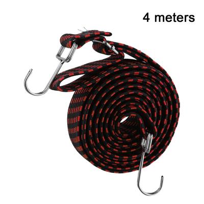 Corde élastique à Bungee de 4 m avec Crochets de Sécurité et Pinces pour Bagages, Moto et Cargo de Voiture Sangle de Sécurisation