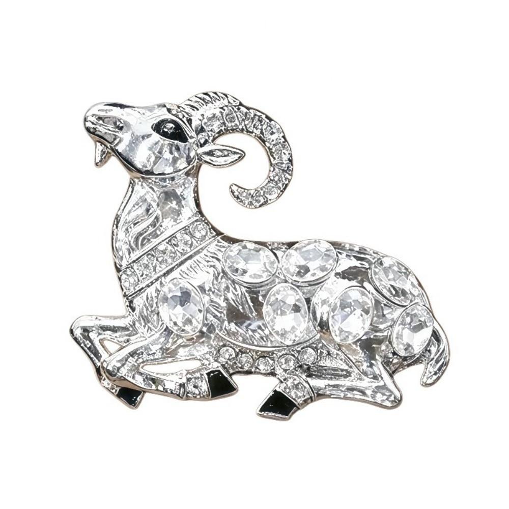 Inlaid Ram Brooch Alloy Lapel Pin Gifts Clothing Fixing Pins Coat Scarf Decoration