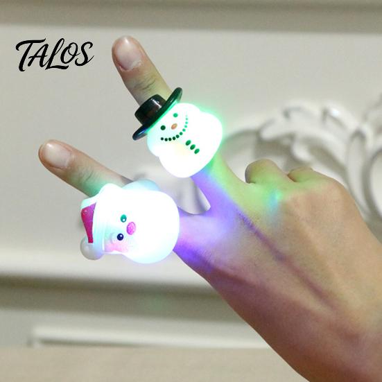 Holiday Event Raffle Gifts Christmas Light Up Rings, Glow in The Dark Party Supplies, Funny Favors for Kids Santa Snowman Tree Snowflake LED Flashing