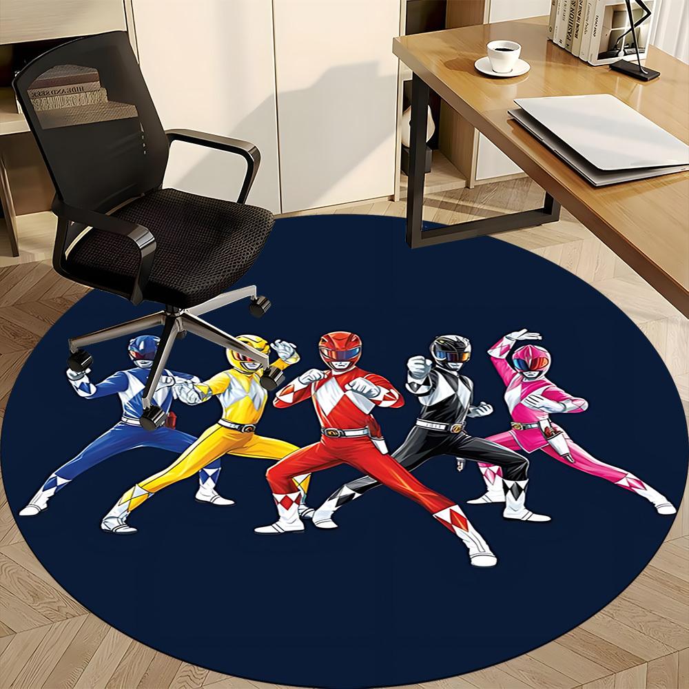 1PC Power Rangers Office Round Rug, Non-slip, Soft and Durable Office Rug for Interior Decoration, Perfect for Office, Beautiful Decoration