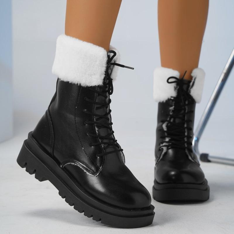 

Зимние полусапоги на толстой меховой подошве, нескользящие, модные, однотонные, на шнуровке, новые женские классические ретро-сапоги Martin D201 43