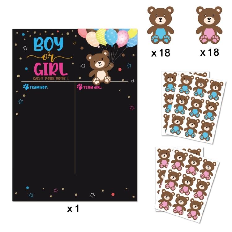 Gender Reveal Party Baby Gender Reveal Poster with 36 Boy and Girl Stickers