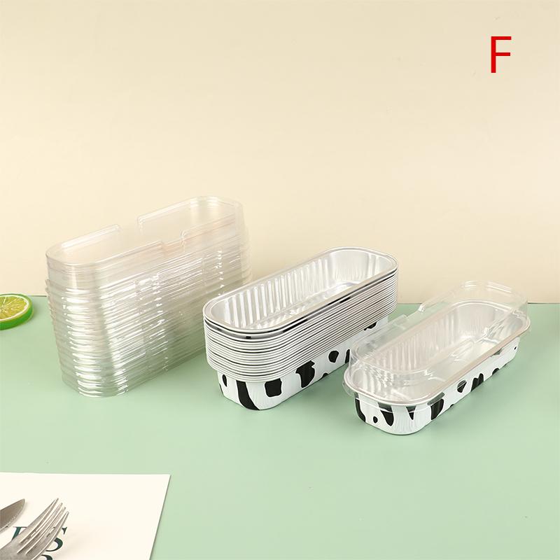 

10 шт. Багаторазові прямокутні алюмінієві формочки з кришками для пудингу, кексів F