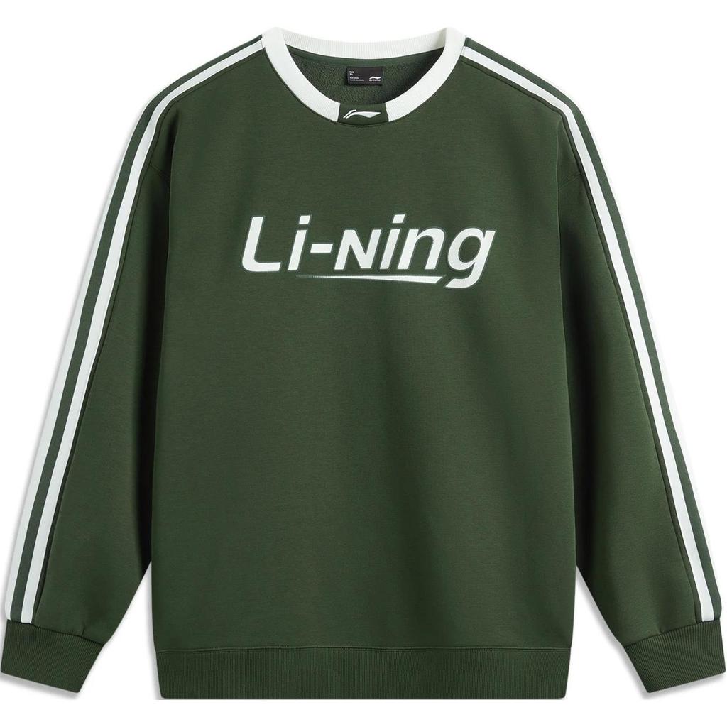 Li Ning Sports Lifestyle Series Antistatic Antibacterial Warm Comfortable Casual Fleece Loose Pullover Sweatshirt Unisex Sweatshirt AWDUB71-7