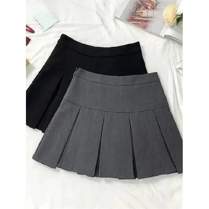 Gonna a pieghe vintage grigia da donna Minigonne a vita alta Kawaii Uniforme scolastica di moda coreana Harajuku Streetwear Primavera