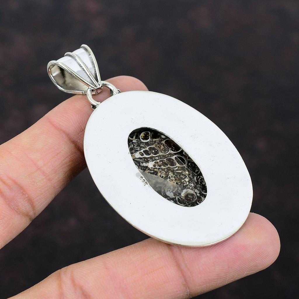 Turritella Achat Edelstein Anhänger Stilvoller Anhänger 925 Sterling Silber Anhänger Vintage Anhänger Handgefertigter Anhänger Silberschmuck Hochzeitsgeschenke