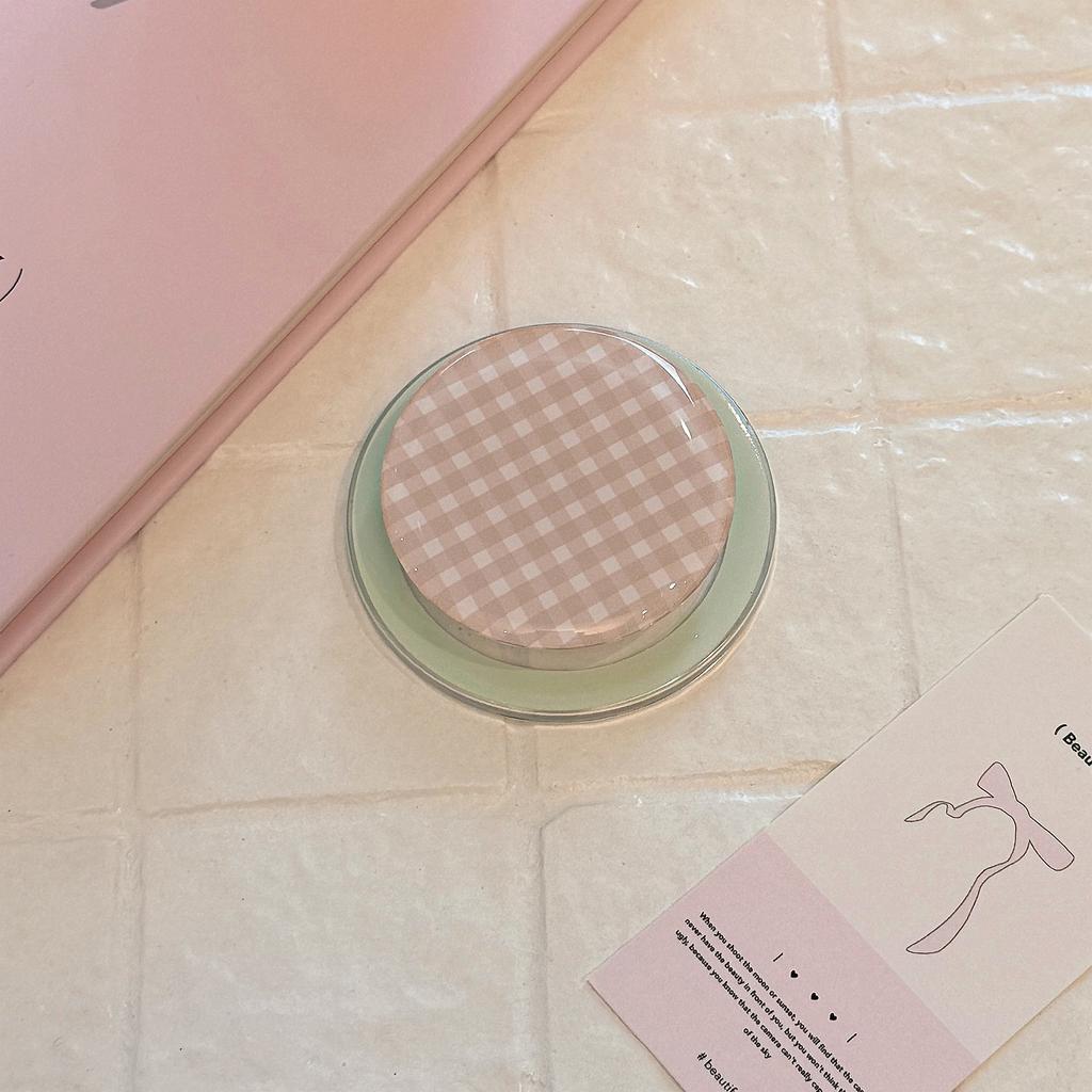 Korean Ins Style Niche Contrasting Plaid for MagSafe Magnetic Bracket Adsorption Retractable Airbag Bracket for Women