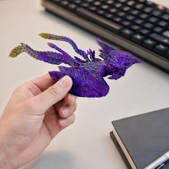 3D Printed Phoenix Toy Articulated Flexible Fidget Bird Figurine Cool Animal Statue Stress Relief Desktop Decoration for Adults