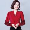 Women's Shirt Top Bow Loose Base Shirt Chiffon Shirt
