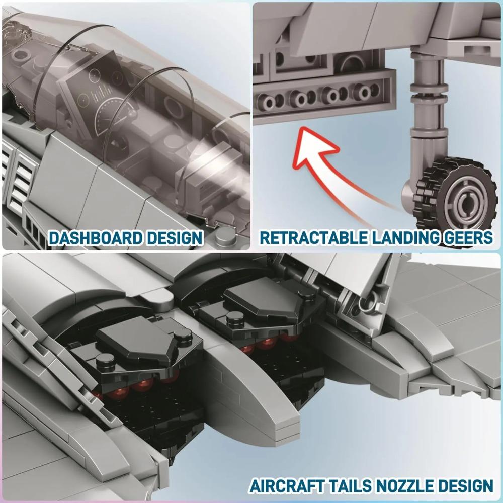 Technical USA F22 Raptor Stealth Strategic Fighter Building Blocks Supersonic Airplane Model Bricks Boy Toys Adult Gifts for Kid