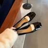 Schafslederversion~ Quadratische Schnalle Pendler Dicke Ferse Quadratische Zehe Temperament High Heels Einzelne Schuhe Damenleder Weiche Sohle Mary Jane Schuhe