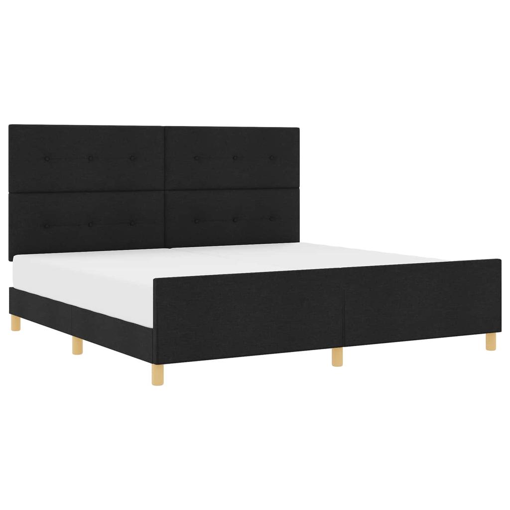 Bed Frame with Headboard Black 200 x 200 cm Fabric