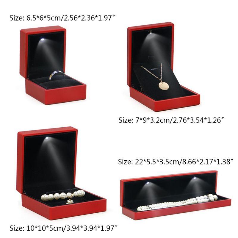 Luxury Bracelet Box Square Wedding Pendant Ring Case Jewelry Gift Box with LED Light for Proposal Engagement Wedding