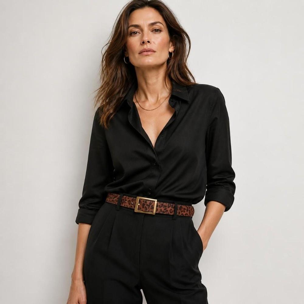 Gold/Silver Buckle Suede Leather Belt Leopard Print Fashion Belt Retro Waist Belt Jeans Dresses