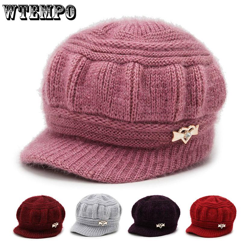 WTEMPO Damen Vielseitige Lässige Retro Elegante Strickmützen Damen Herbst Winter Kältefest Winddicht Warme Einfarbige Mützen