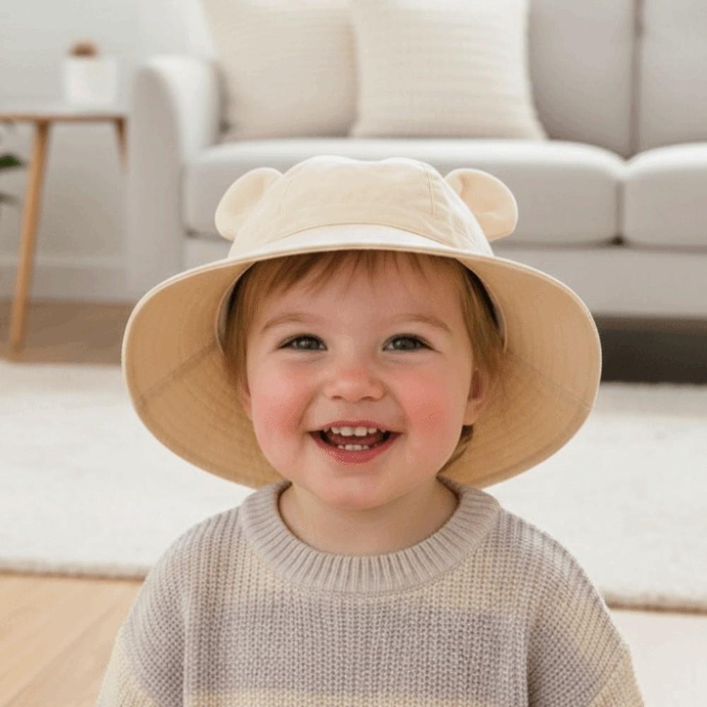 Cartoon Bear Kids Sunshade Bucket Cap Breathable Folding Baby Sun Hat Children Fisherman Hat Girls