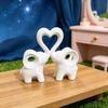 Elephant Love Statue, Cute Elephant Figurine Living Room Decor, Brings Good Luck, Love Heart Elephants Decorations for Home Decor Wedding