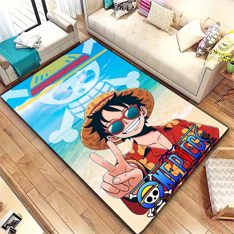 One Piece Straw Hat Pirates Square Floor Mat Living Room Bedroom Decor,Cartoon Welcome Mat