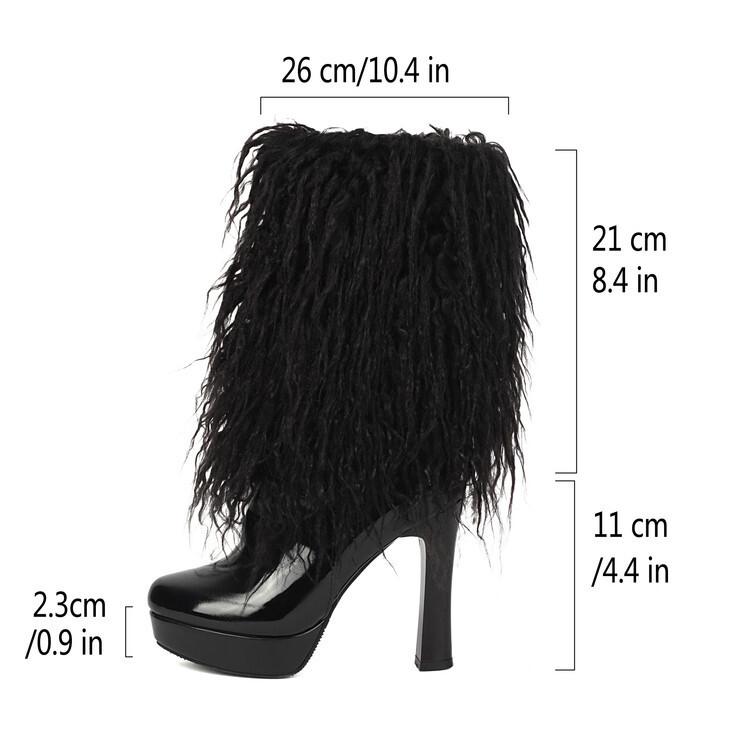 Supply Autumn and Winter Stiletto Thick-soled Large Size Round Head Thick-soled Medium Boots