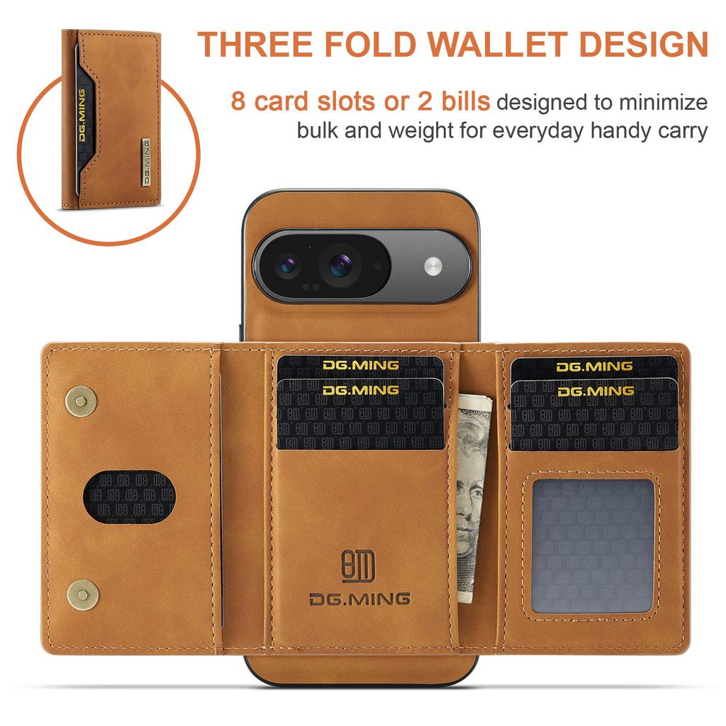 DG.MING M2 Series for Google Pixel 10 Pro/Pixel 10 Case PU+PC+TPU Phone Cover Detachable Wallet