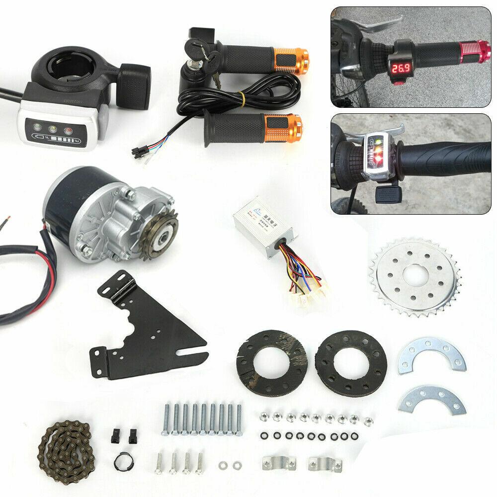 Motore Elettrico Brushless Modifica Set Bicicletta Elettrica 24V 350W Kit di Conversione E-Bike nero