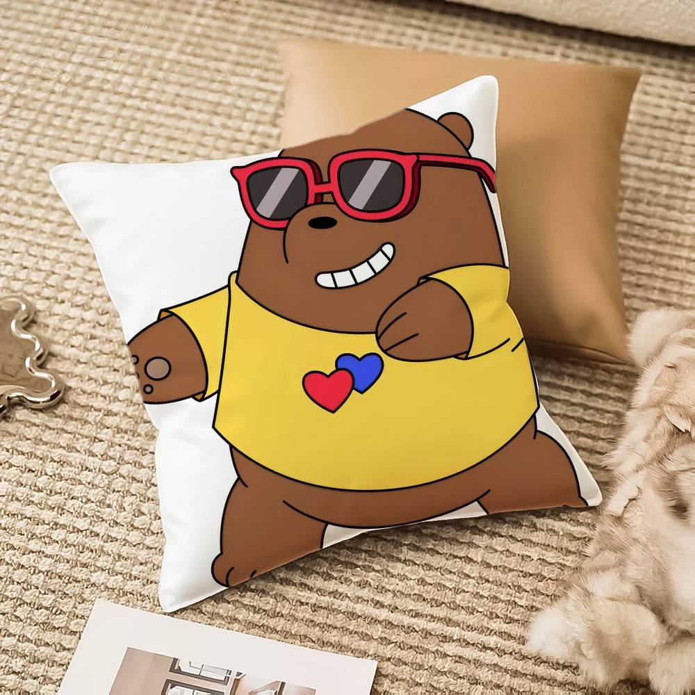 Cartoon We B-Bare B-Bears Pillow Case Anti-dustmite Invisible Zipper Sofa Bed