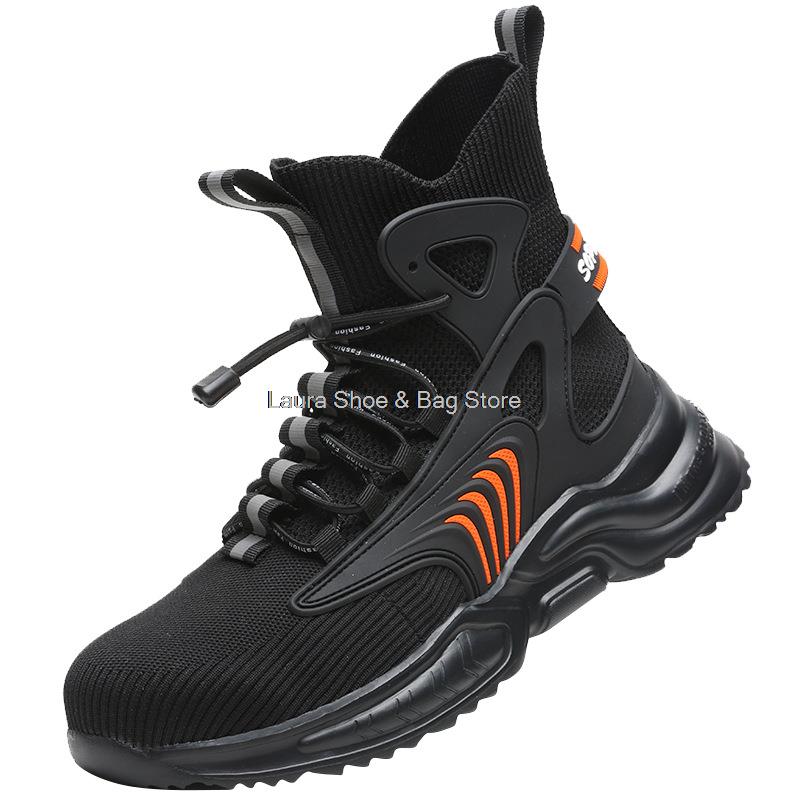 Fashion Fashion Work Safety Boots Men's Working Shoes Steel Toe Kevlar Puncture Proof Work Sneakers Men Safety Shoes High Top Work Boots