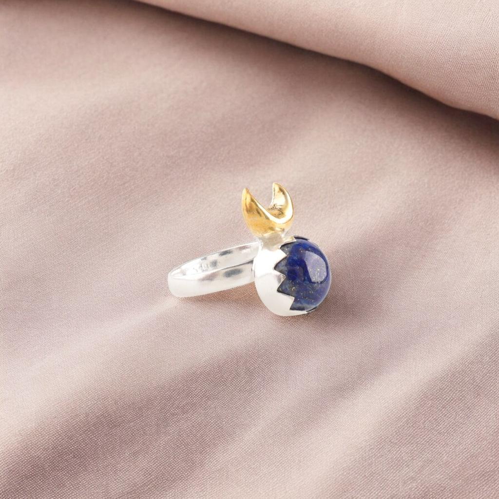 Natural Lapis Lazuli Gemstone 925 Sterling Silver Jewelry Handmade Wedding Ring RR-58-28