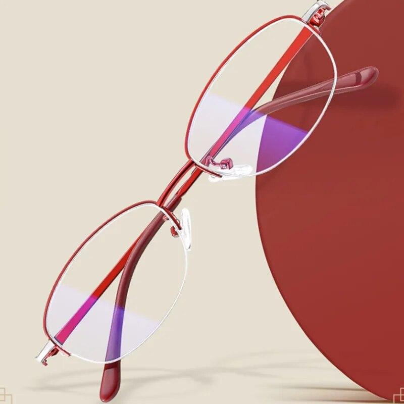 New Women's Anti-blue Reading Glasses Half Frame Hanging Wire Fashion Business Presbyopia Glasses Reading Glasses For The Elderl